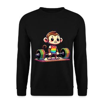 Cool Monkey Deadlifting In The Gym - Unisex Pullover - Schwarz - Vorne - Alina (178cm) & Michal (187cm)