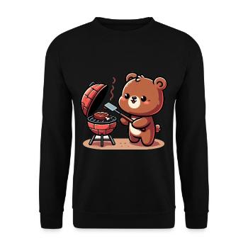 Cute BBQ Bear - Unisex Pullover - Schwarz - Vorne - Alina (178cm) & Michal (187cm)
