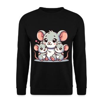 Parent souris aimant avec deux enfants mignons - Sweat-shirt Unisexe - noir - Devant - Alina (178cm) & Michal (187cm)