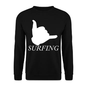 Surfen Surfbrett Gruß Wellen Sport Hobby Geschenk - Unisex Pullover - Schwarz - Vorne - Alina (178cm) & Michal (187cm)