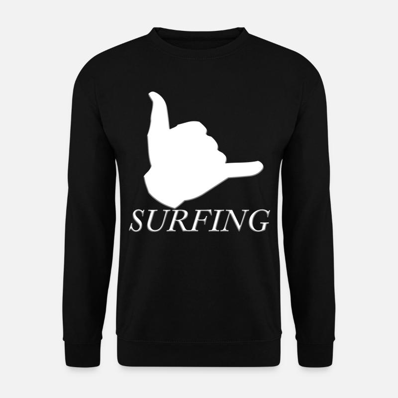 Surfen Surfbrett Gruß Wellen Sport Hobby Geschenk - Unisex Pullover - Schwarz