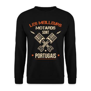 Les meilleurs motards sont Portugais - Sweat-shirt Unisexe - noir - Devant - Alina (178cm) & Michal (187cm)
