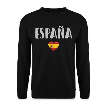 Spanien Fußball Trikot Spanische Flagge - Unisex Pullover - Schwarz - Vorne - Alina (178cm) & Michal (187cm)