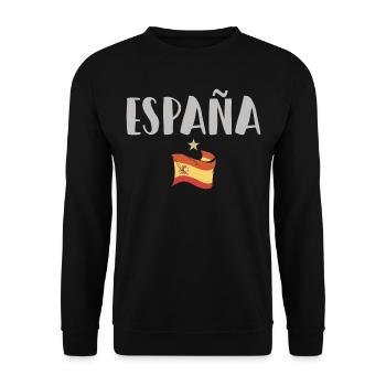 Spanien Fußball Trikot Spanische Flagge - Unisex Pullover - Schwarz - Vorne - Alina (178cm) & Michal (187cm)