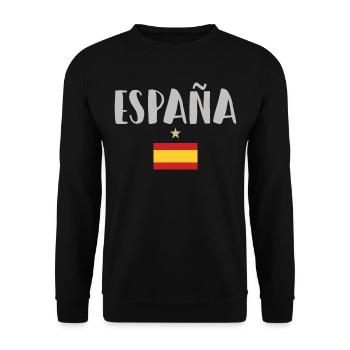 Spanien Fußball Trikot Spanische Flagge - Unisex Pullover - Schwarz - Vorne - Alina (178cm) & Michal (187cm)