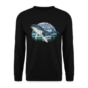 Retro underwater world with humpback whale - Unisex Sweatshirt - black - Front - Alina (178cm) & Michal (187cm)