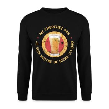 Maitre de Bière Vo Dao - Humour Apéro Alcool - Sweat-shirt Unisexe - noir - Devant - Alina (178cm) & Michal (187cm)