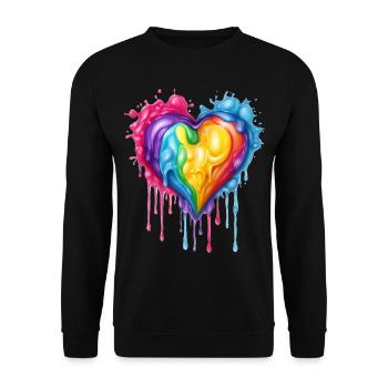 Regenbogen-Herz - Unisex Pullover - Schwarz - Vorne - Alina (178cm) & Michal (187cm)