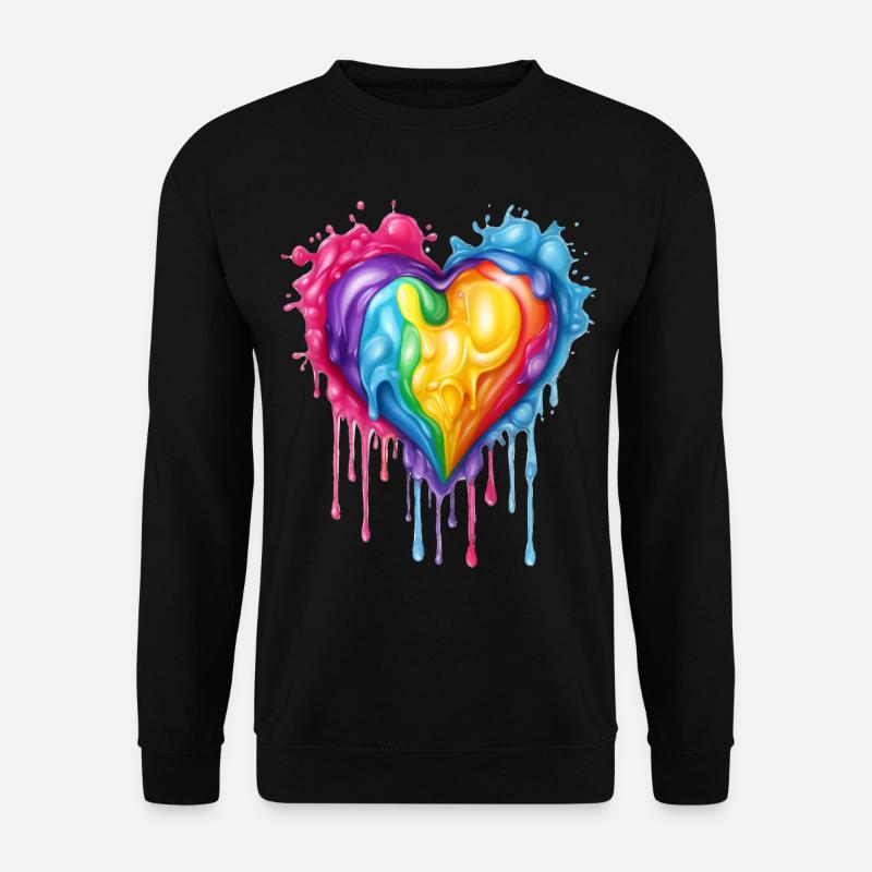 Regenbogen-Herz - Unisex Pullover - Schwarz