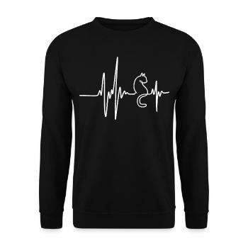 Heartbeat Cats Lovers For Cat Owner Funny Cute Cat - Sweat-shirt Unisexe - noir - Devant - Alina (178cm) & Michal (187cm)
