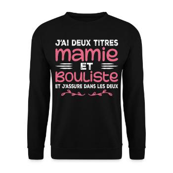 Zwei Titel Granny Bouliste | Oma, Pétanque - Unisex Pullover - Schwarz - Vorne - Alina (178cm) & Michal (187cm)
