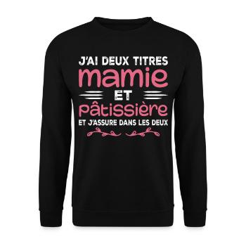 Granny and Pastry Chef | Grandma | Pastry - Unisex Sweatshirt - black - Front - Alina (178cm) & Michal (187cm)