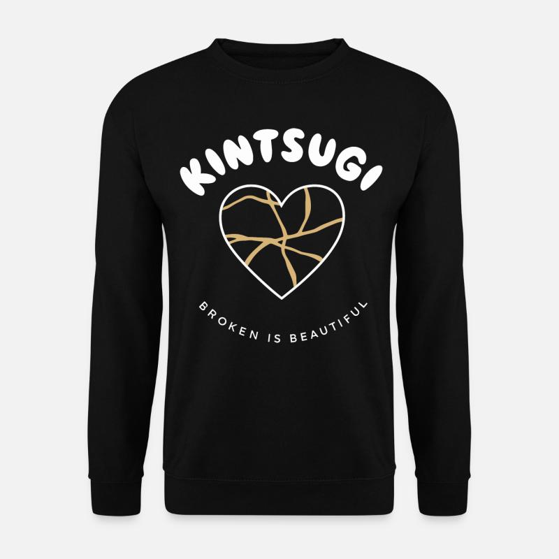 Umarmen Sie Unvollkommenheiten mit dem Kintsugi Heart Design - Unisex Pullover - Schwarz