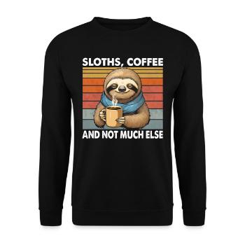 Drôle de paresseux avec tasse à café Vintage Retro - Sweat-shirt Unisexe - noir - Devant - Alina (178cm) & Michal (187cm)