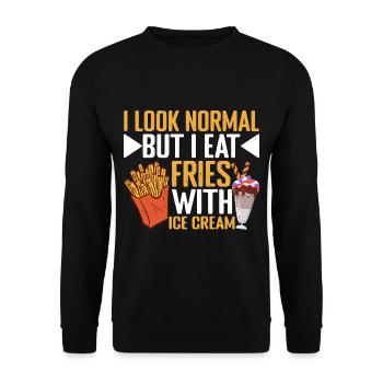 I Look Normal But I Eat Fries With Ice Cream 3 - Unisex Sweatshirt - black - Front - Alina (178cm) & Michal (187cm)