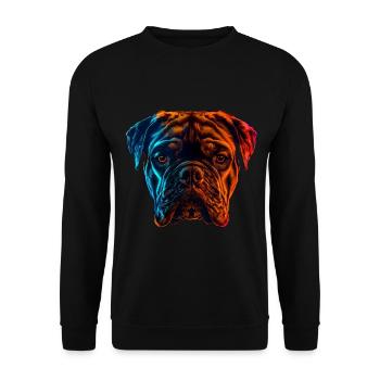 Bouledogue rouge et bleu Art animalier féroce et vif - Sweat-shirt Unisexe - noir - Devant - Alina (178cm) & Michal (187cm)