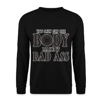 You Only Get One Body, Make It Bad Ass 3 - Unisex Sweatshirt - black - Front - Alina (178cm) & Michal (187cm)