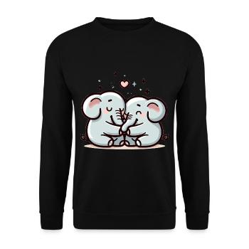 Two Elephants In Love - Unisex Pullover - Schwarz - Vorne - Alina (178cm) & Michal (187cm)