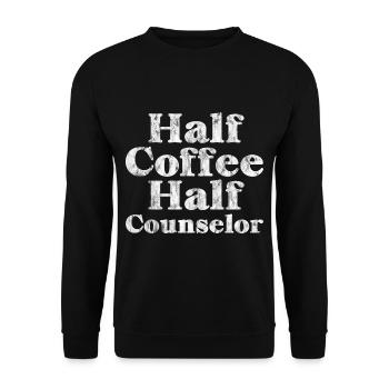 Half Coffee Half Counselor 3 - Unisex Pullover - Schwarz - Vorne - Alina (178cm) & Michal (187cm)