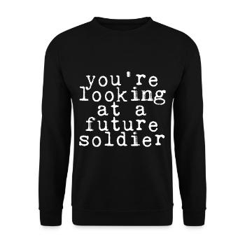 You're Looking At A Future Soldier 4 - Unisex Pullover - Schwarz - Vorne - Alina (178cm) & Michal (187cm)