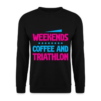 Weekends Coffee And Triathlon 4 - Unisex Pullover - Schwarz - Vorne - Alina (178cm) & Michal (187cm)