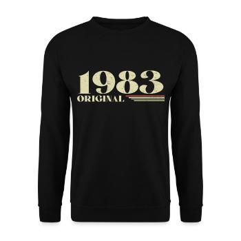 Original 1983 Jahrgang 1983 Retro Geburtstag 1983 - Unisex Pullover - Schwarz - Vorne - Alina (178cm) & Michal (187cm)