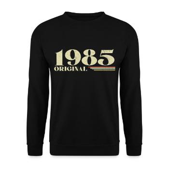 Original 1985 Jahrgang 1985 Geburtstag 1985 Retro - Unisex Pullover - Schwarz - Vorne - Alina (178cm) & Michal (187cm)