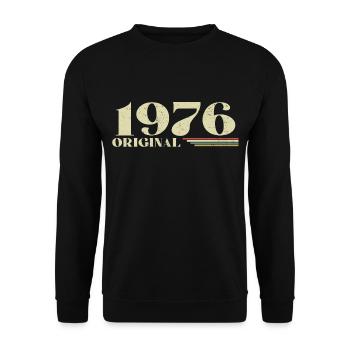 Original 1976 Jahrgang 1976 Geburtstag 1976 Retro - Unisex Pullover - Schwarz - Vorne - Alina (178cm) & Michal (187cm)