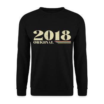 Original 2018 Jahrgang 2018 Retro Geburtstag 2018 - Unisex Pullover - Schwarz - Vorne - Alina (178cm) & Michal (187cm)