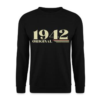 Original 1942 Jahrgang 1942 Geburtstag 1942 Retro - Unisex Pullover - Schwarz - Vorne - Alina (178cm) & Michal (187cm)