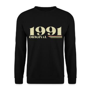 Original 1991 Jahrgang 1991 Retro Geburtstag 1991 - Unisex Pullover - Schwarz - Vorne - Alina (178cm) & Michal (187cm)