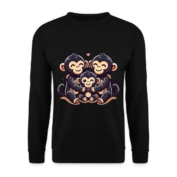 Famille de chimpanzés mère et père avec un enfant - Sweat-shirt Unisexe - noir - Devant - Alina (178cm) & Michal (187cm)