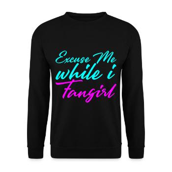 Excuse Me While I Fangirl - Unisex Pullover - Schwarz - Vorne - Alina (178cm) & Michal (187cm)