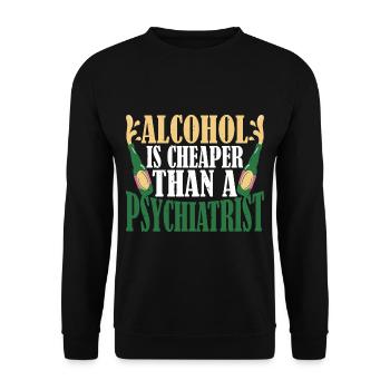 Alcohol Is Cheaper Than A Psychiatrist 3 - Unisex Pullover - Schwarz - Vorne - Alina (178cm) & Michal (187cm)