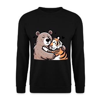 Cuddling Bear And Tiger In Love - Unisex Pullover - Schwarz - Vorne - Alina (178cm) & Michal (187cm)