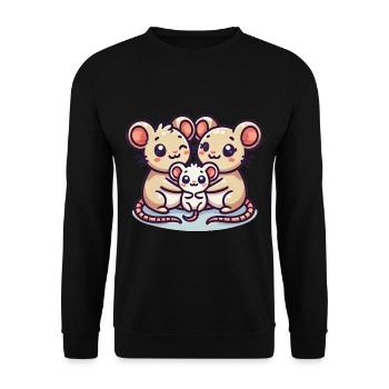Mouse Family Mother And Father With One Child - Unisex Sweatshirt - black - Front - Alina (178cm) & Michal (187cm)