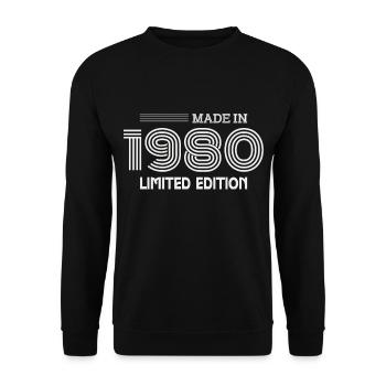 1980 Geburtstagsgeschenk 1980 Geschenkidee - Unisex Pullover - Schwarz - Vorne - Alina (178cm) & Michal (187cm)