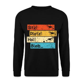 Sitz Platz Hol Bleib deutscher Schäferhund - Unisex Pullover - Schwarz - Vorne - Alina (178cm) & Michal (187cm)