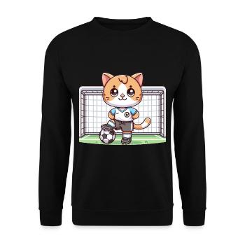 Chat Joueur De Football Mignon - Sweat-shirt Unisexe - noir - Devant - Alina (178cm) & Michal (187cm)