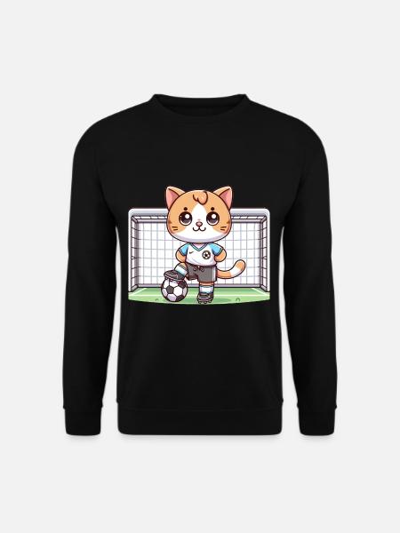 Cute Soccer Player Cat - Unisex Sweatshirt - black