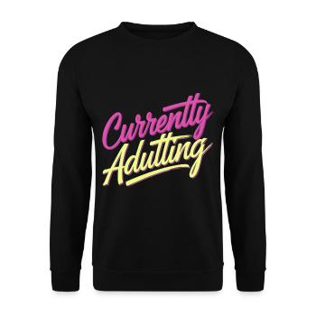 Currently Adulting 9 - Unisex Pullover - Schwarz - Vorne - Alina (178cm) & Michal (187cm)