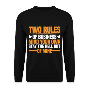 Deux règles d’affaires, faites attention à vos propres 39 - Sweat-shirt Unisexe - noir - Devant - Alina (178cm) & Michal (187cm)