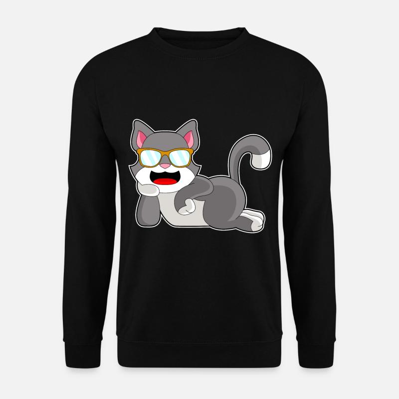 Cat Sunglasses - Unisex Sweatshirt - black