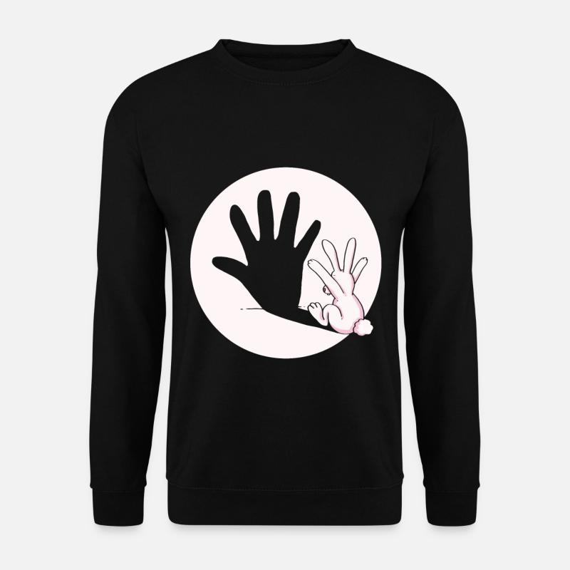Hase Kaninchen Schatten Hand Ostern Geschenkidee - Unisex Pullover - Schwarz