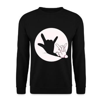 hase Metal rock n roll teufel Geschenk Ostern - Unisex Pullover - Schwarz - Vorne - Alina (178cm) & Michal (187cm)