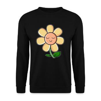Blume Sonnenblume comic kawaii niedlich Geschenk - Unisex Pullover - Schwarz - Vorne - Alina (178cm) & Michal (187cm)