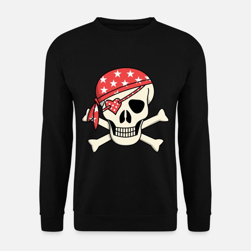 pirat Totenkopf girly augenklappe geschenkidee - Unisex Pullover - Schwarz