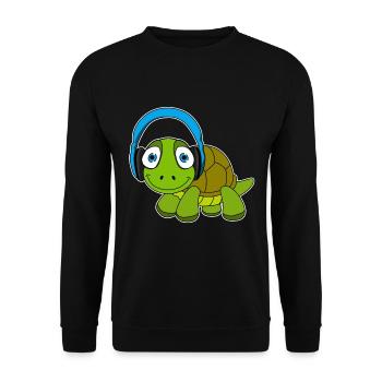 Idée cadeau kawaii pour un casque tortue - Sweat-shirt Unisexe - noir - Devant - Alina (178cm) & Michal (187cm)