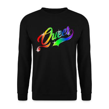 Queer LGBT Regenbogen Gay Pride CSD - Unisex Pullover - Schwarz - Vorne - Alina (178cm) & Michal (187cm)
