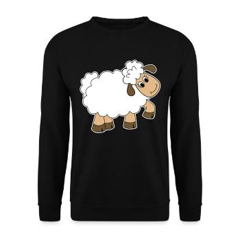 Comic Cartoon Wolle Bauernhof Schaf Lamm Geschenk - Unisex Pullover - Schwarz - Vorne - Alina (178cm) & Michal (187cm)